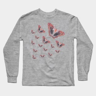 Orange Butterfly Flock Long Sleeve T-Shirt